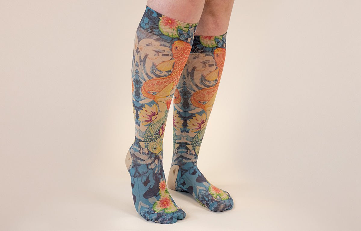 Koi Beige Gradient Compression Socks - LympheDIVAs