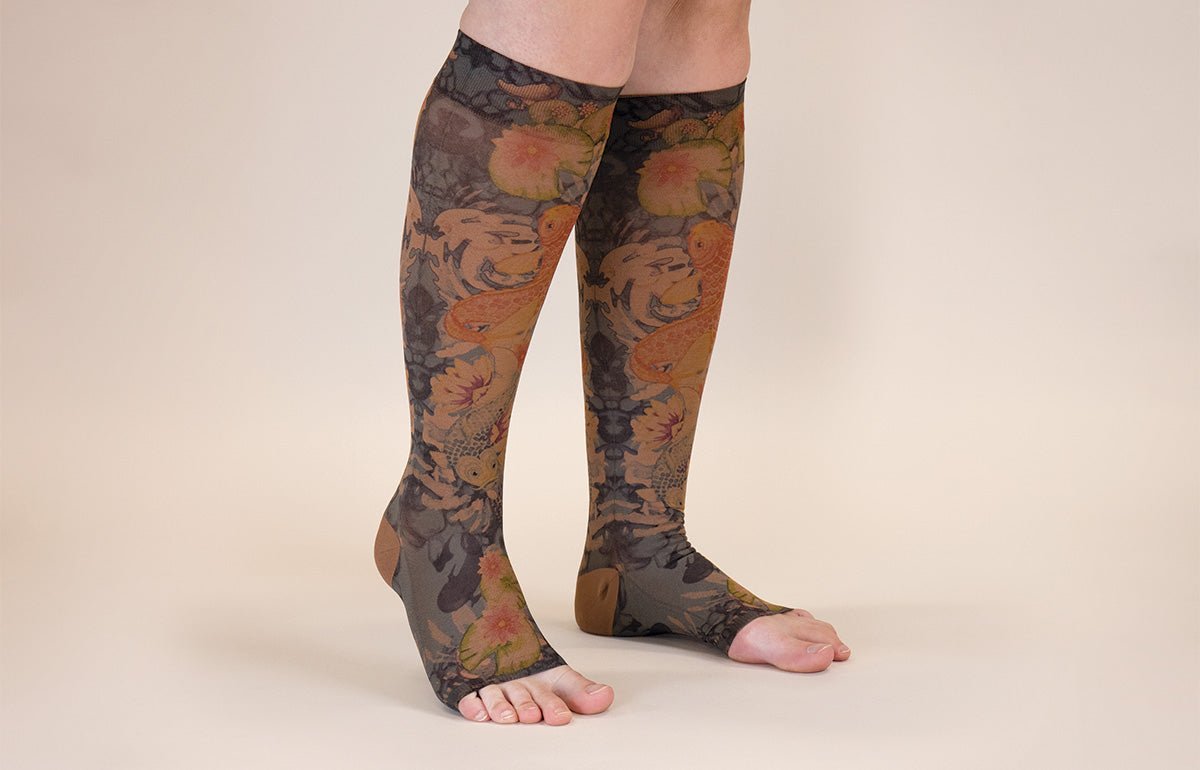 Koi Mocha LONG Gradient Compression Socks - LympheDIVAs