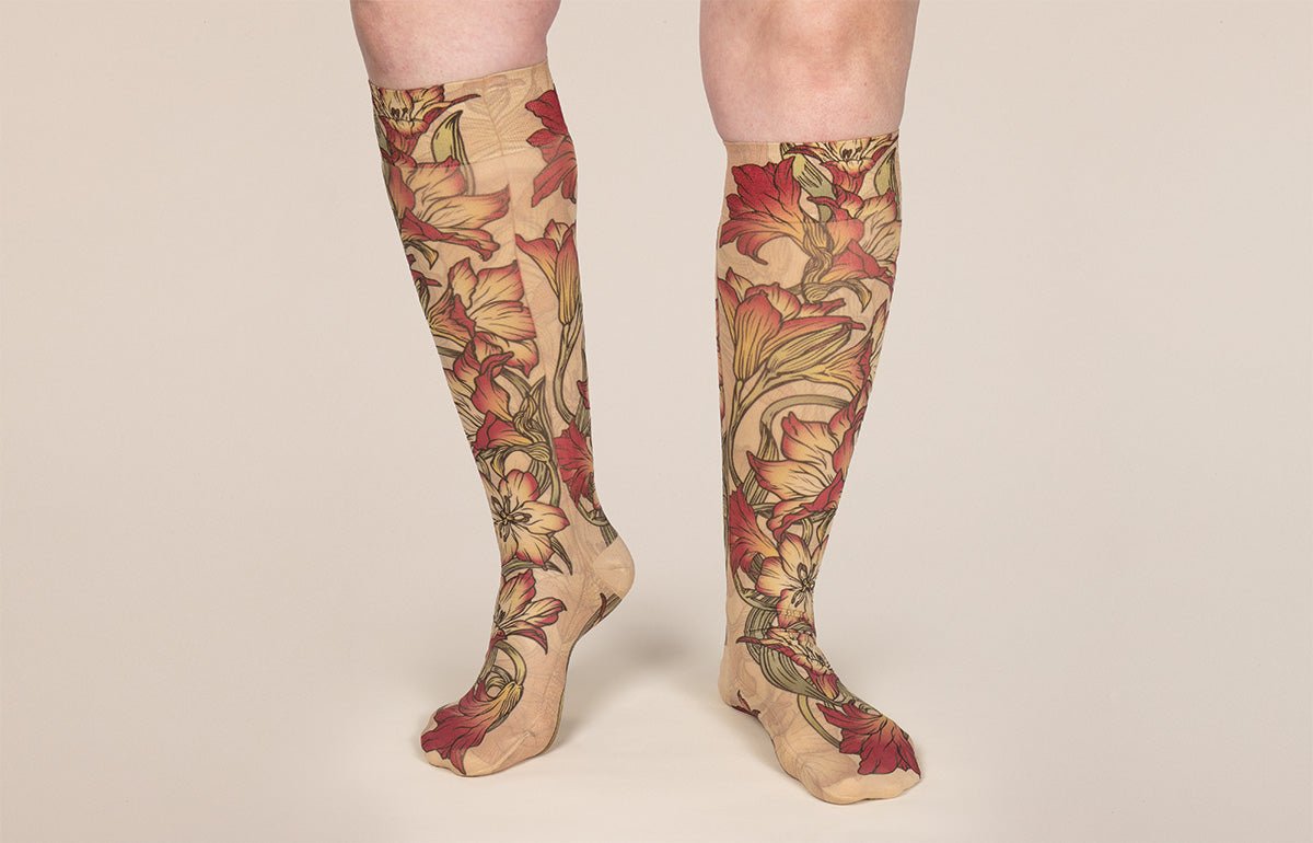 Lily Beige Gradient Compression Socks - LympheDIVAs