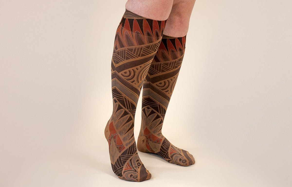 Rhythm Mocha LONG Gradient Compression Socks - LympheDIVAs