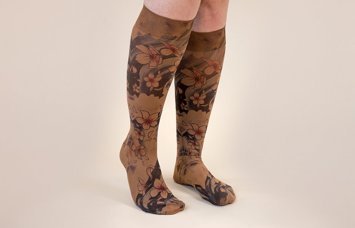 Sakura Mocha Gradient Compression Socks - LympheDIVAs