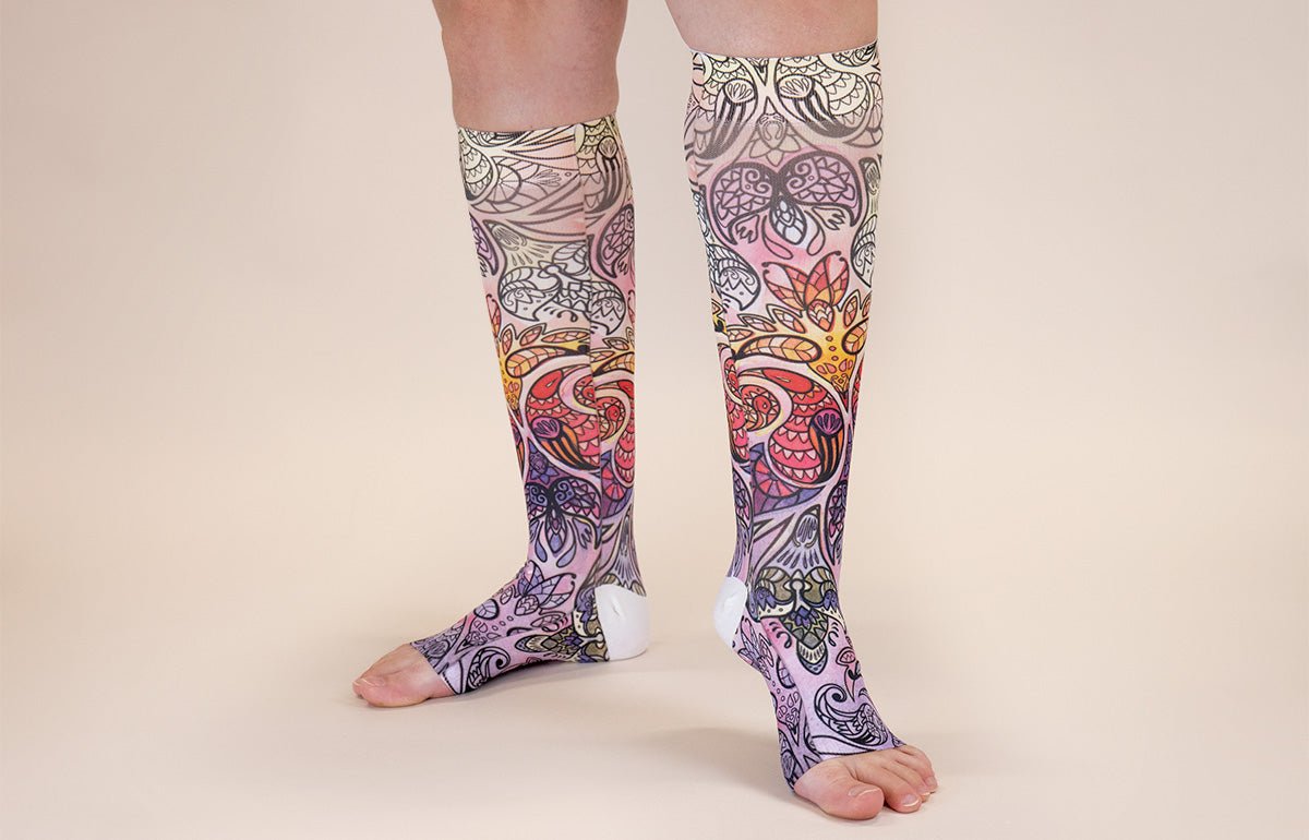 Birds of Paradise Gradient Compression Socks - LympheDIVAs