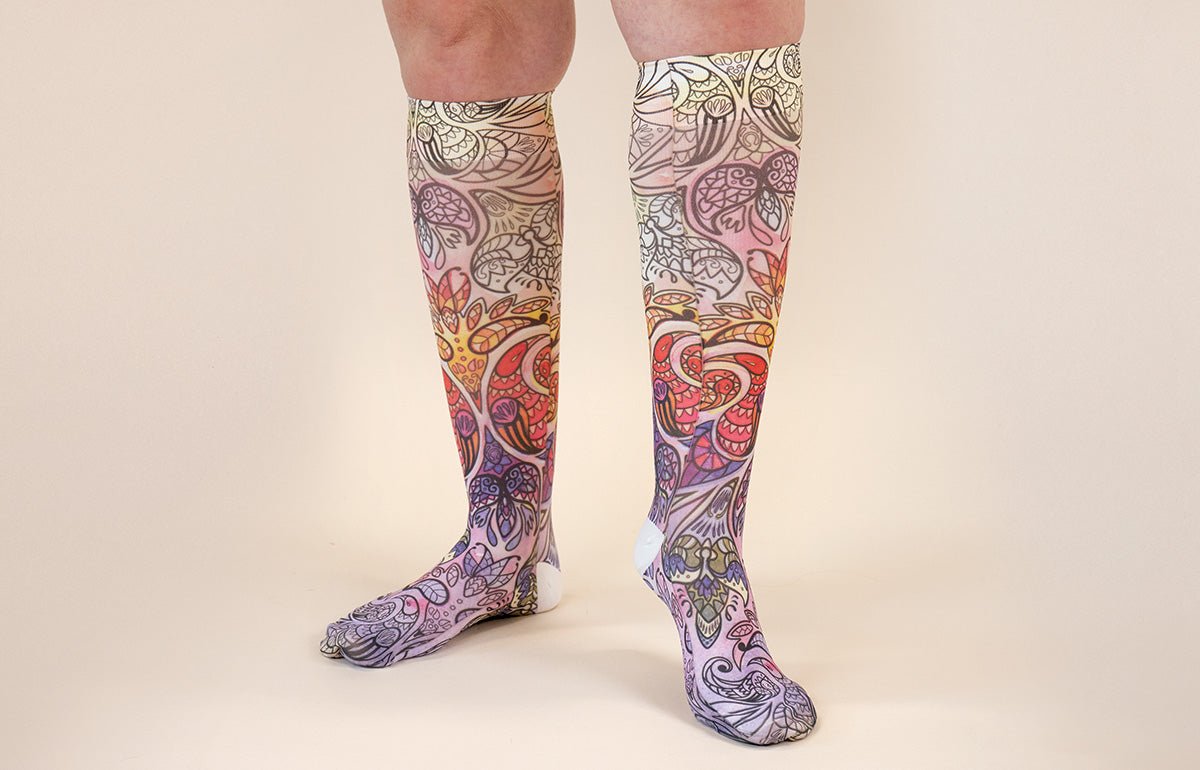 Birds of Paradise Gradient Compression Socks - LympheDIVAs