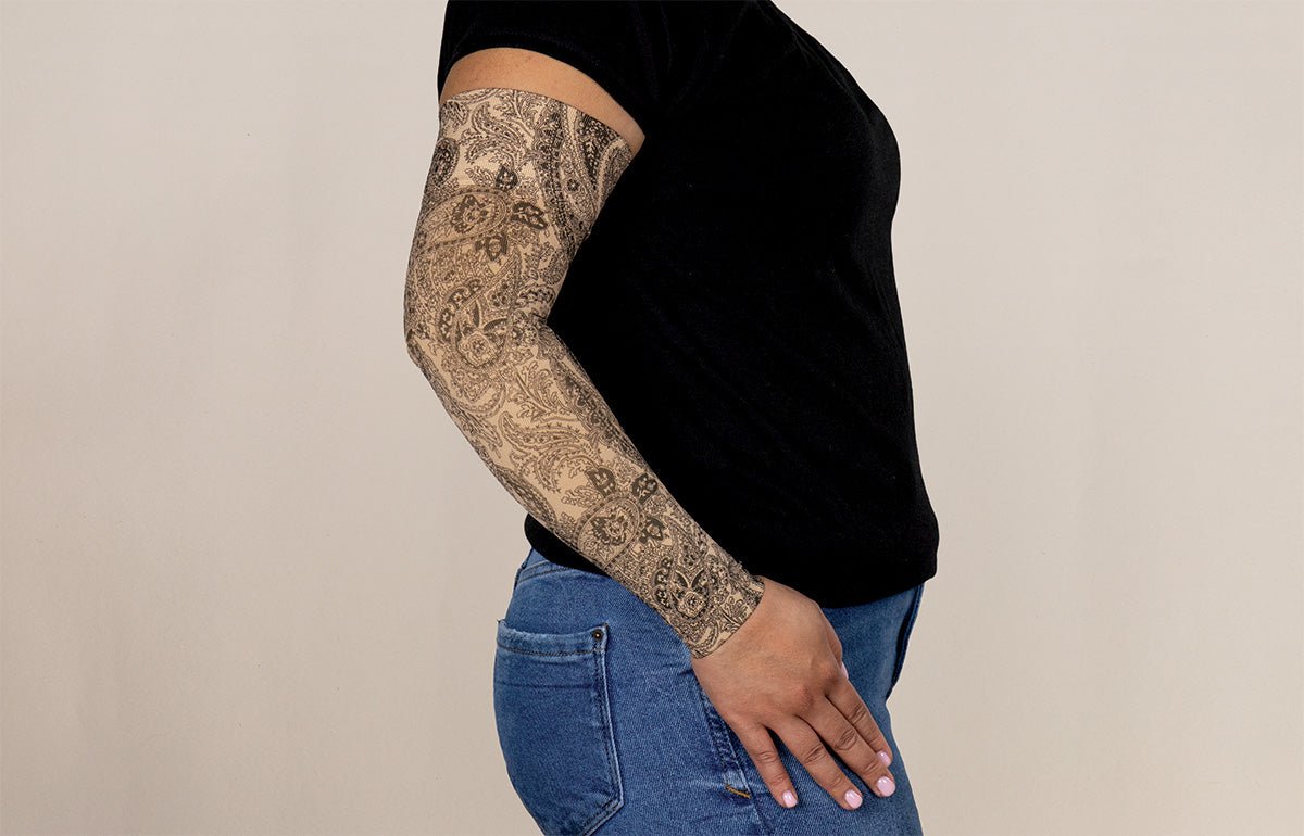 Black Paisley Gradient Compression Arm Sleeve - LympheDIVAs
