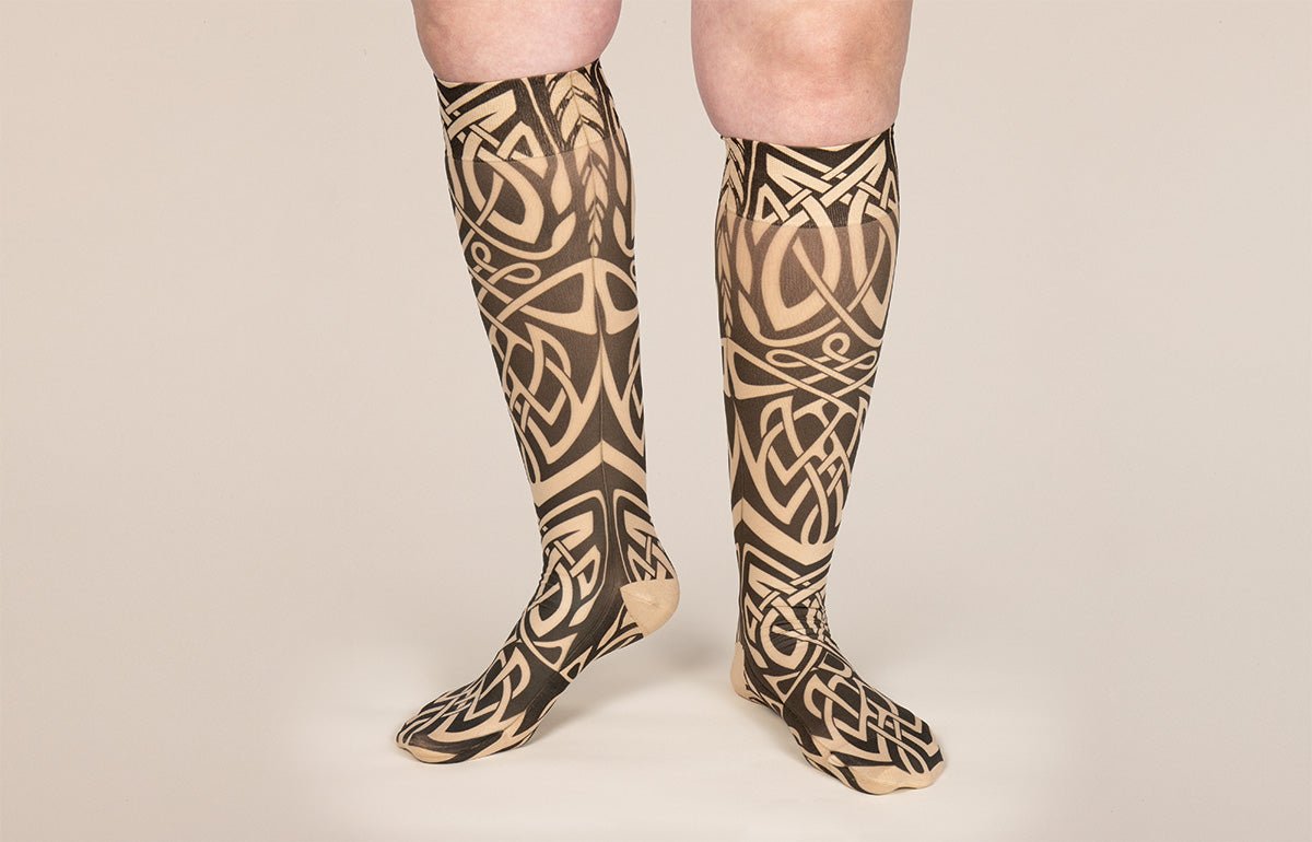 Celtic Beige Gradient Compression Socks - LympheDIVAs
