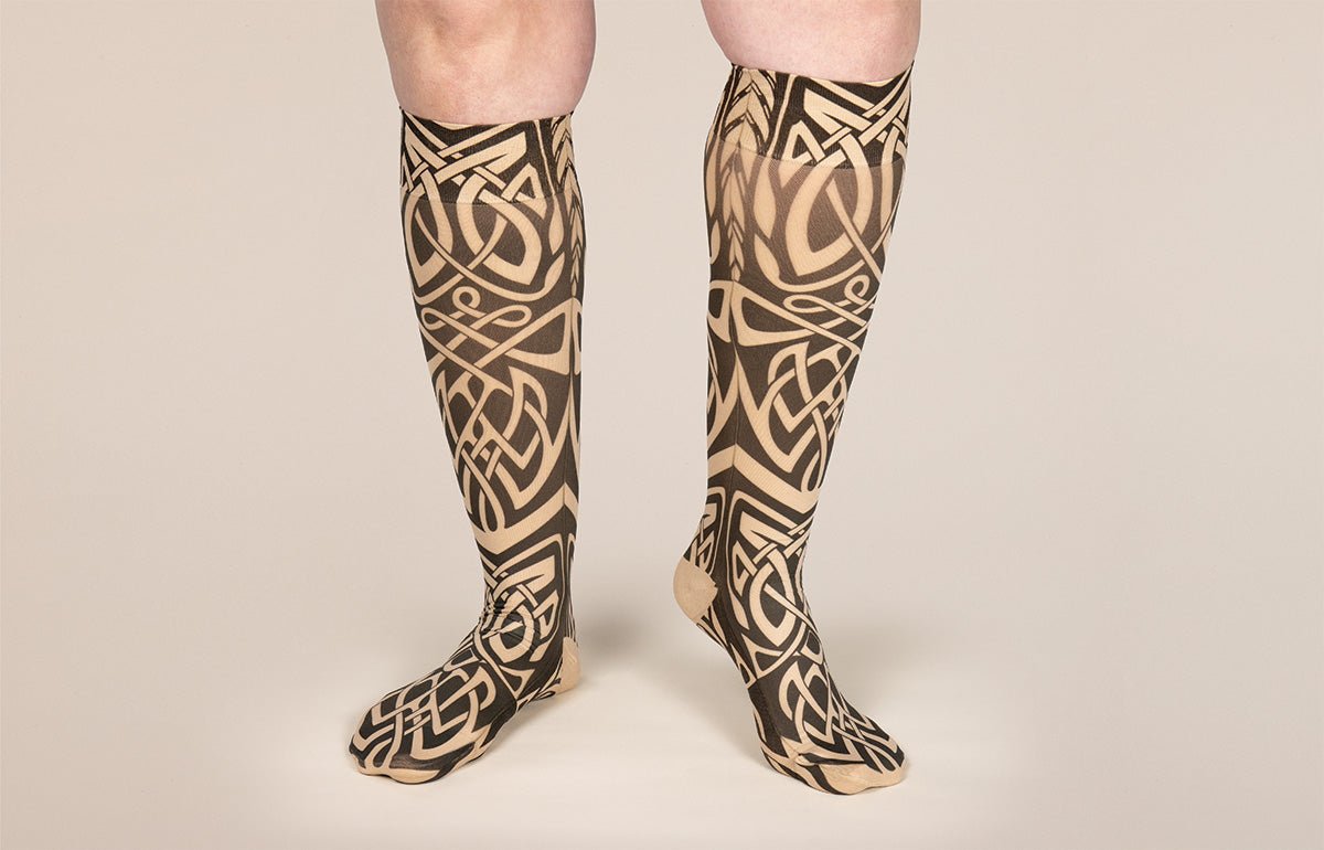 Celtic Beige Gradient Compression Socks - LympheDIVAs