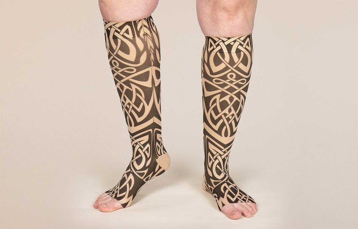 Celtic Beige Gradient Compression Socks - LympheDIVAs