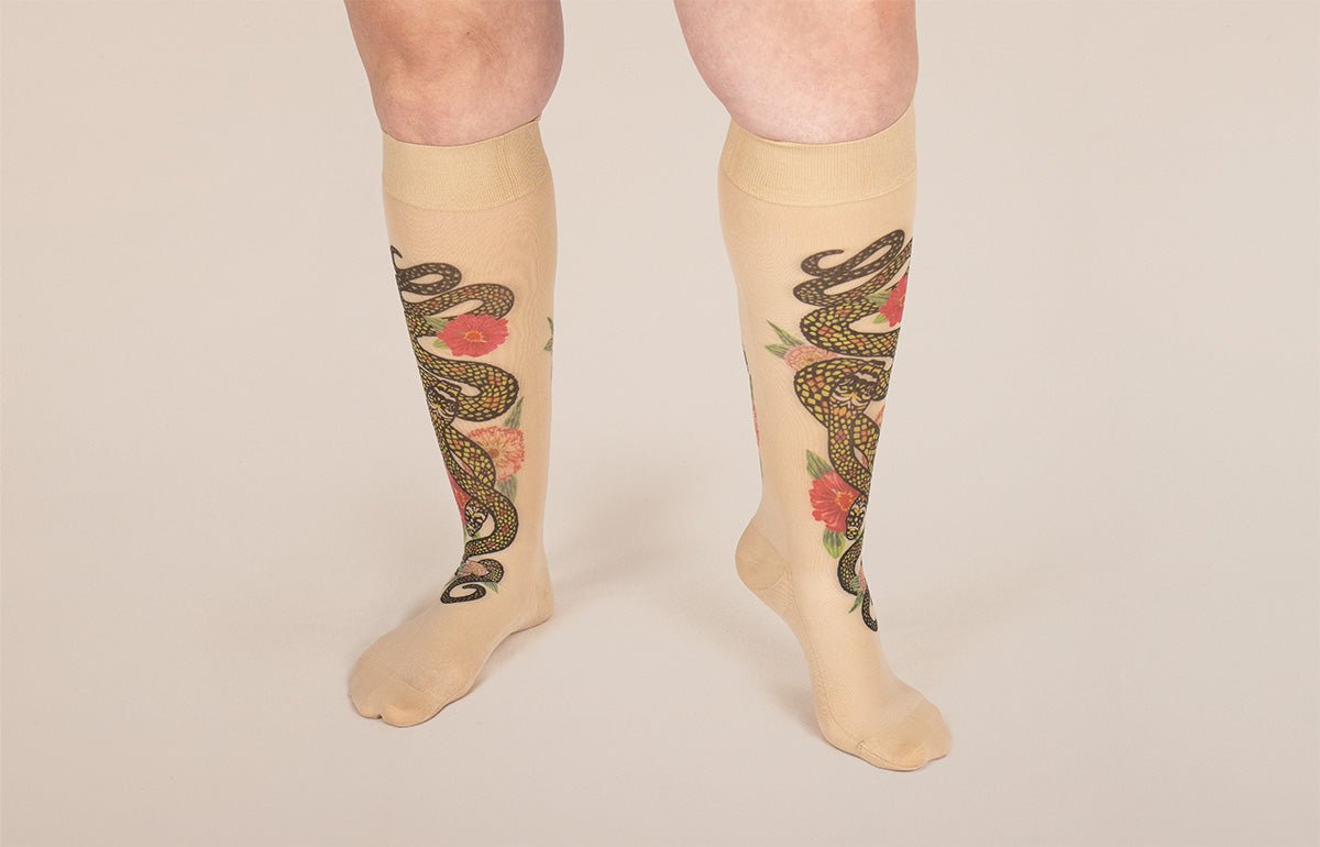 Charm Beige Gradient Compression Socks - LympheDIVAs