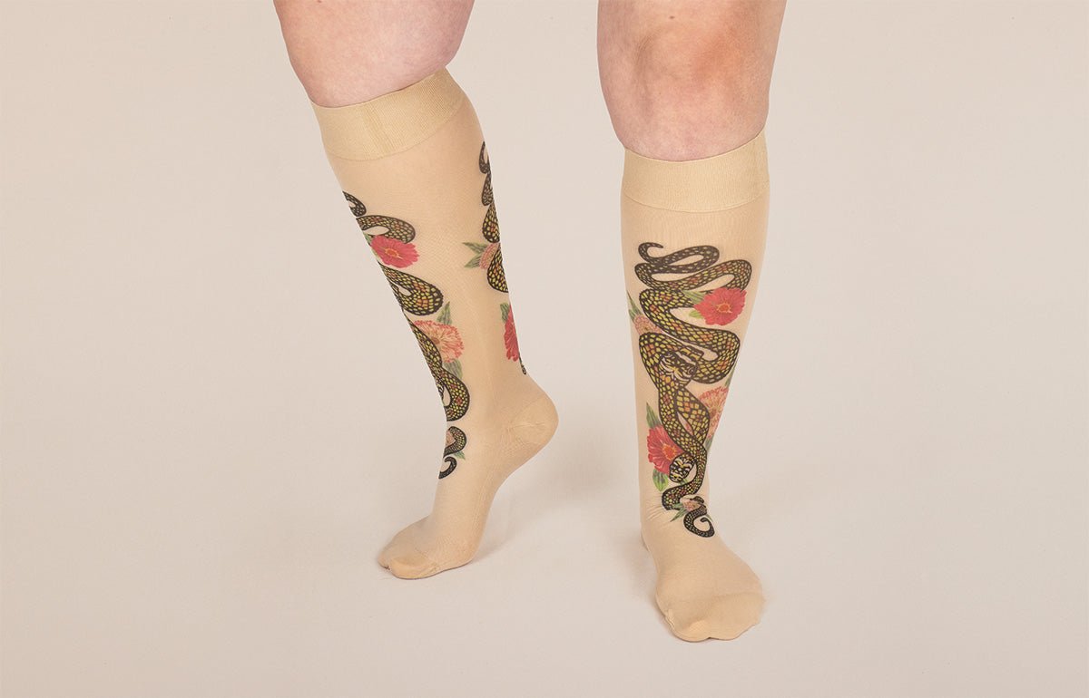Charm Beige Gradient Compression Socks - LympheDIVAs