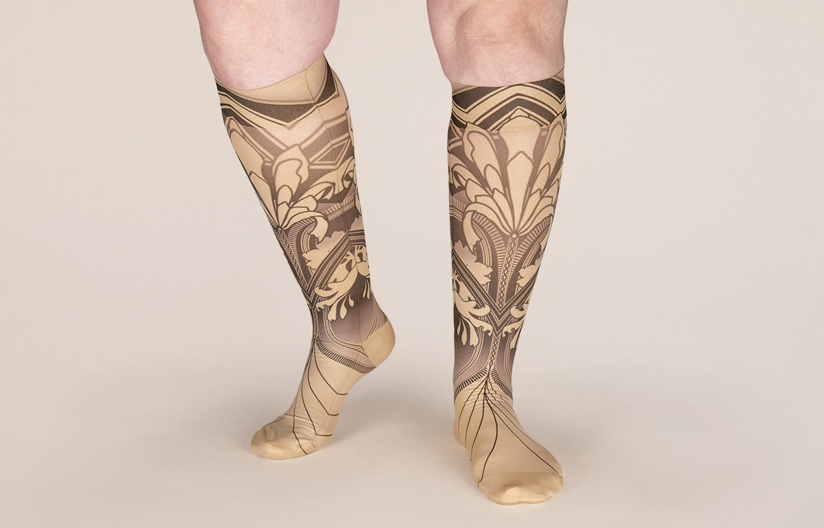 Gatsby Beige Gradient Compression Socks - LympheDIVAs