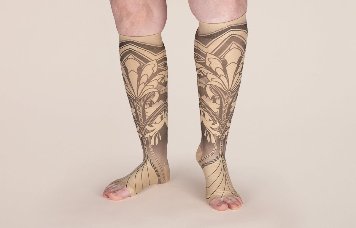 Gatsby Beige Gradient Compression Socks - LympheDIVAs