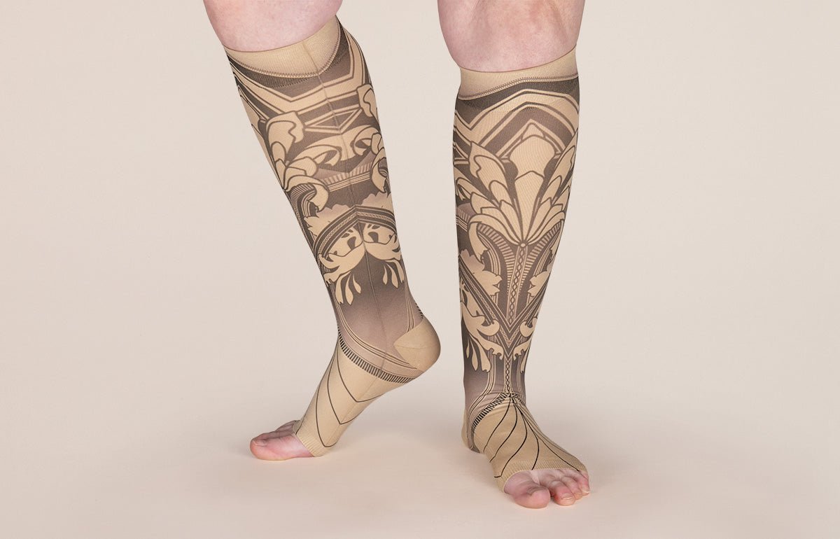 Gatsby Beige Gradient Compression Socks - LympheDIVAs