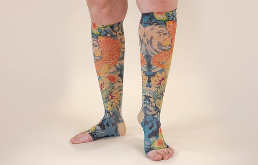 Koi Beige LONG Gradient Compression Socks - LympheDIVAs