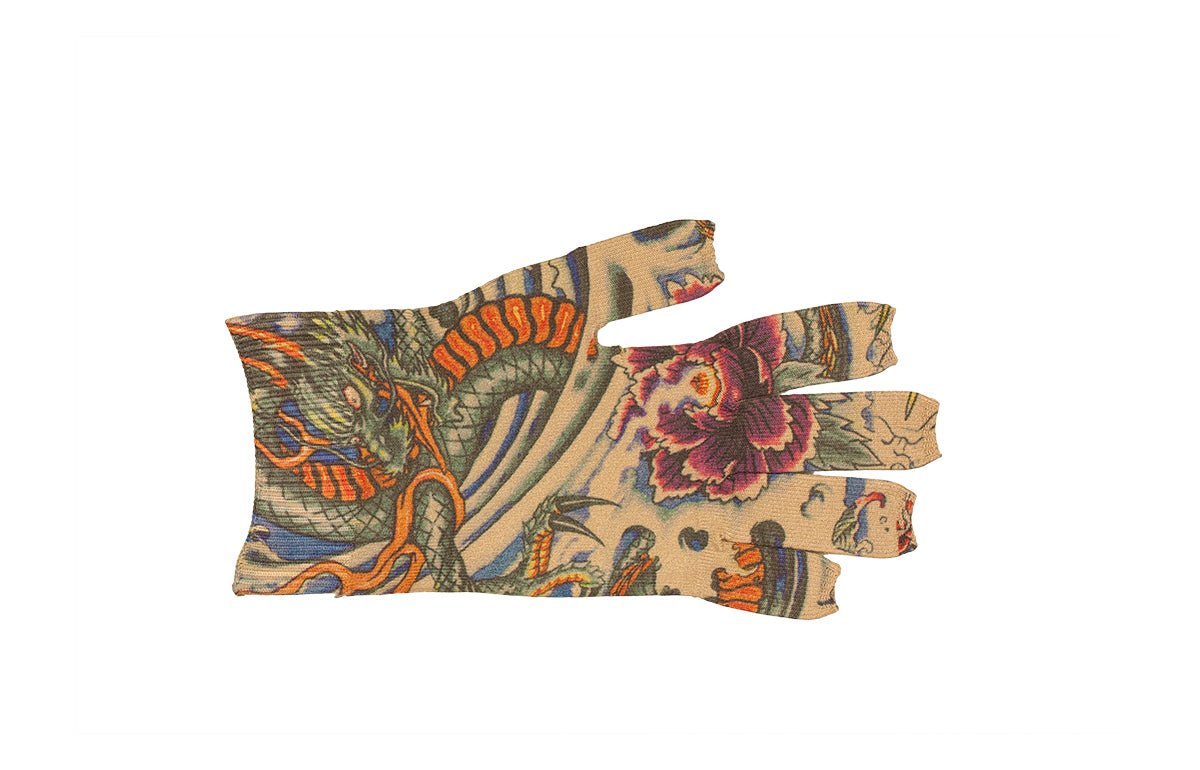 Lotus Dragon Tattoo Gradient Compression Glove - LympheDIVAs