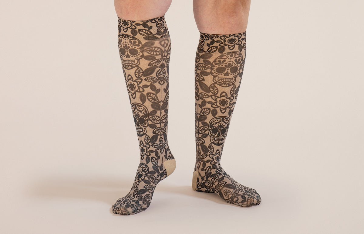 Macabre Beige Gradient Compression Socks - LympheDIVAs