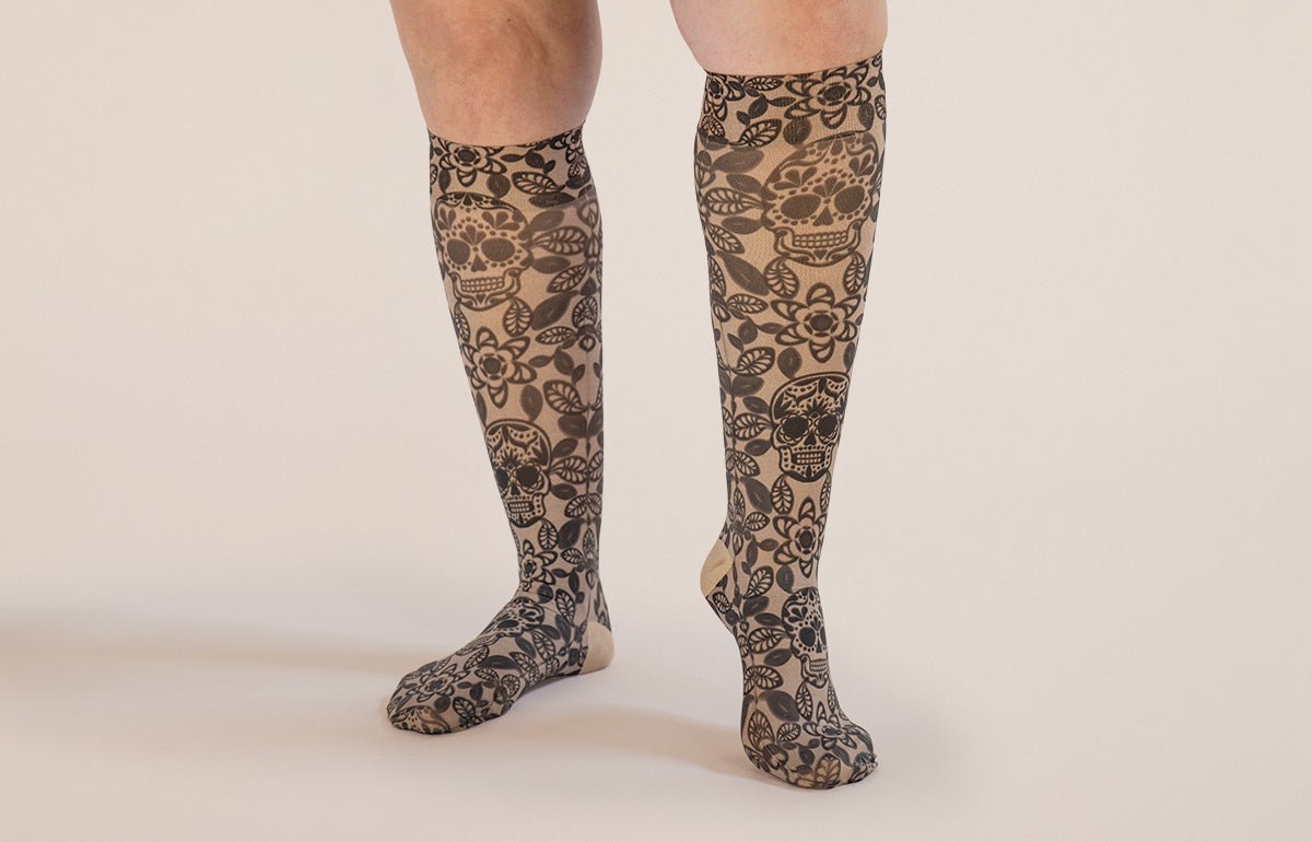 Macabre Beige Gradient Compression Socks - LympheDIVAs