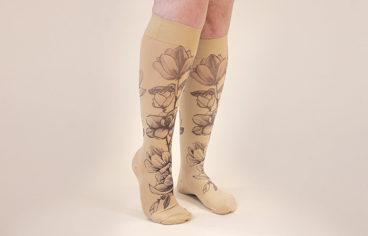 Magnolia Beige Gradient Compression Socks - LympheDIVAs