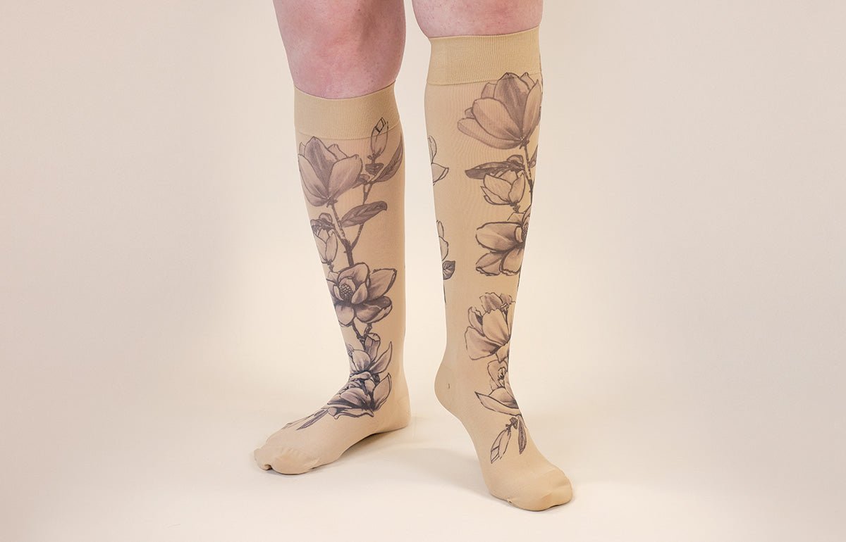 Magnolia Beige Gradient Compression Socks - LympheDIVAs