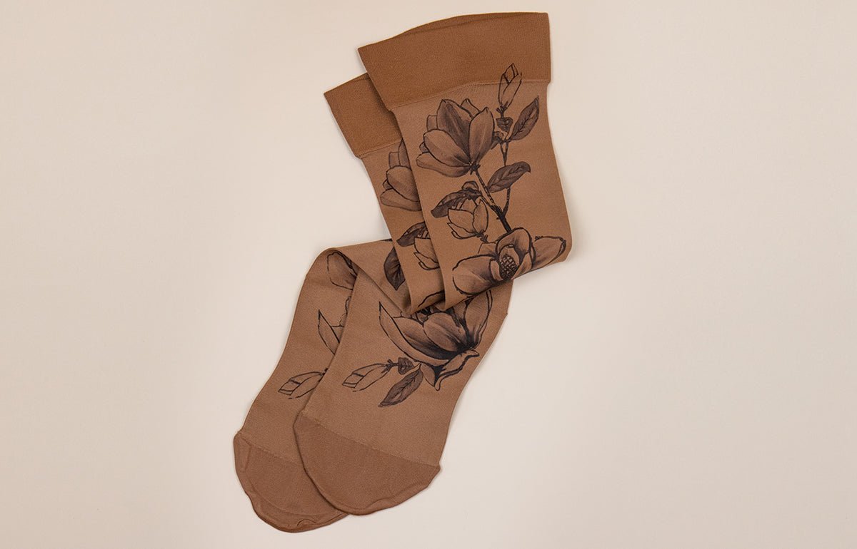 Magnolia Mocha LONG Gradient Compression Socks - LympheDIVAs
