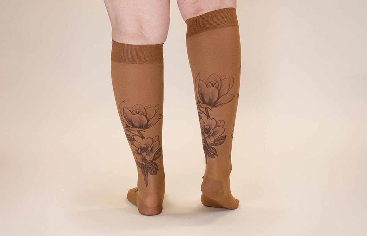 Magnolia Mocha LONG Gradient Compression Socks - LympheDIVAs