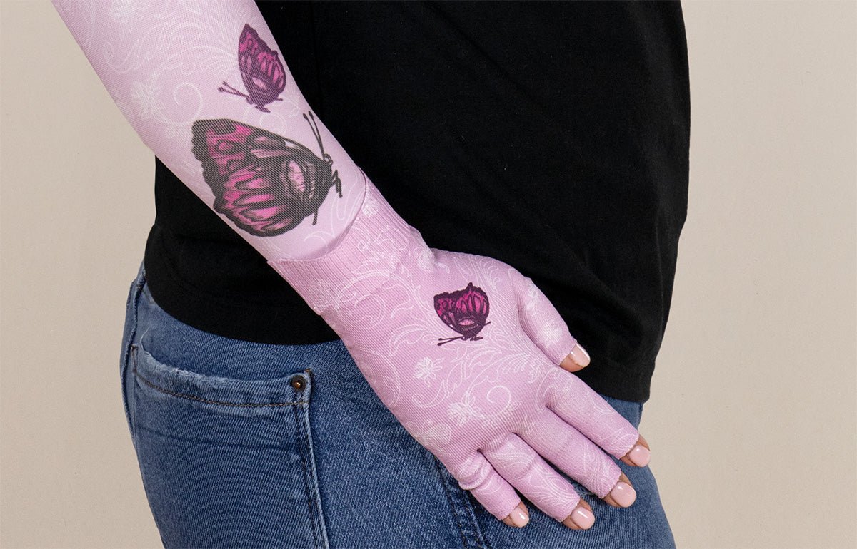 Mariposa Pink Gradient Compression Glove - LympheDIVAs