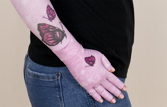 Mariposa Pink Gradient Compression Glove - LympheDIVAs