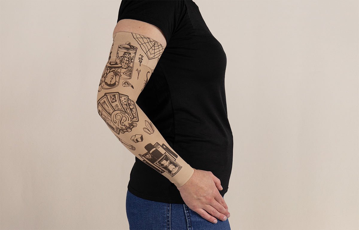Oddities Beige Gradient Compression Arm Sleeve - LympheDIVAs