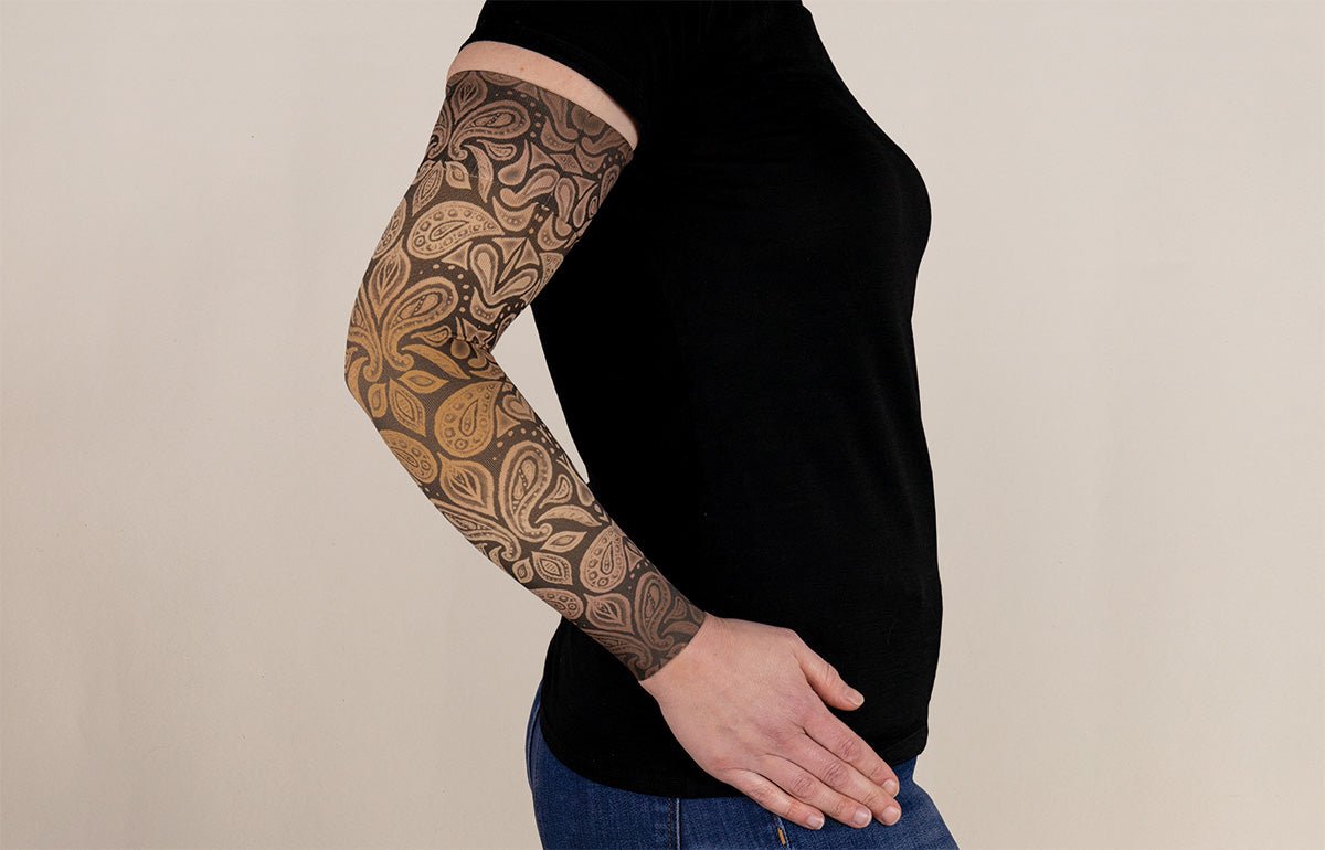 Oops Rack: Casbah Beige Gradient Compression Arm Sleeve - LympheDIVAs