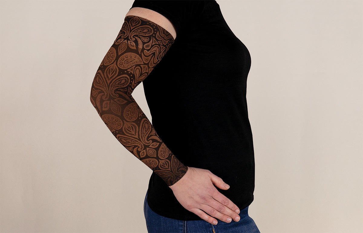 Oops Rack: Casbah Mocha Gradient Compression Arm Sleeve - LympheDIVAs