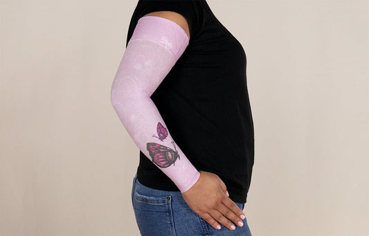 Oops Rack: Mariposa Pink Gradient Compression Arm Sleeve - LympheDIVAs