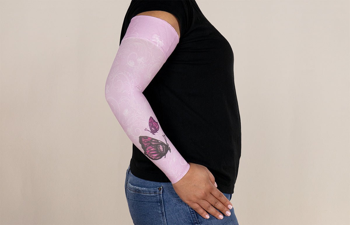 Compression Racked Mariposa Pink Compression Sleeve - Medical – LympheDIVAs
