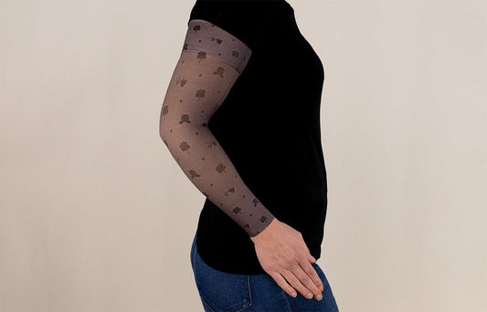 Oops Rack: Rose Noir Beige Gradient Compression Arm Sleeve - LympheDIVAs