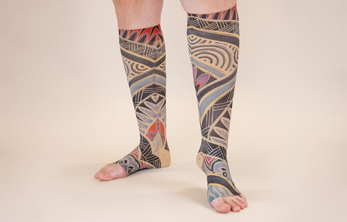 Rhythm Beige Gradient Compression Socks - LympheDIVAs