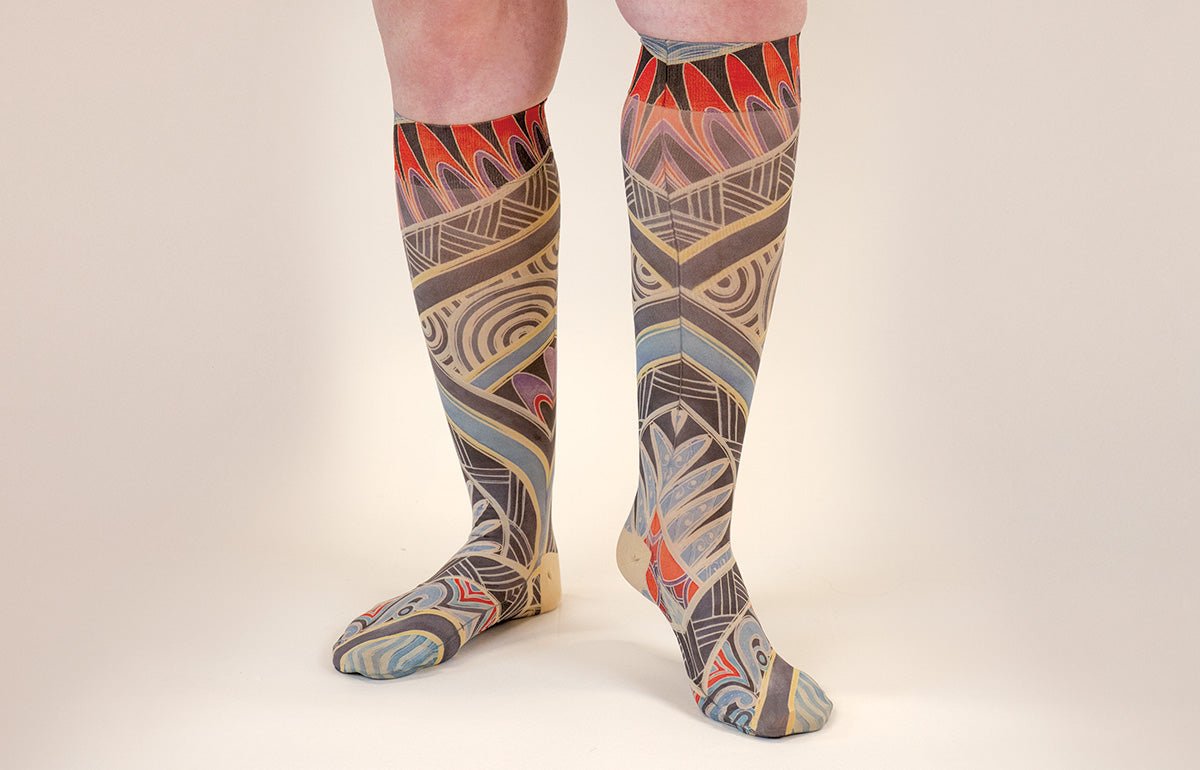 Rhythm Beige Gradient Compression Socks - LympheDIVAs