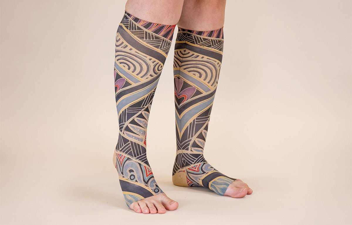 Rhythm Beige Gradient Compression Socks - LympheDIVAs
