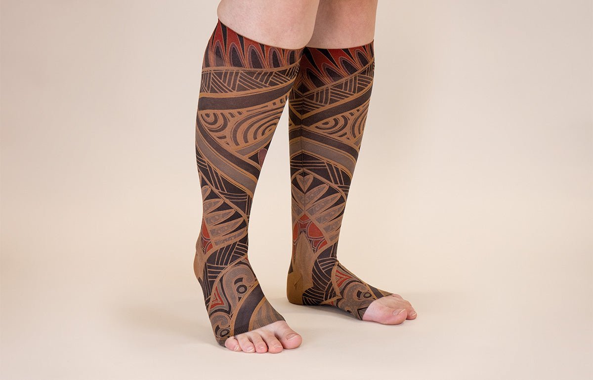Rhythm Mocha LONG Gradient Compression Socks - LympheDIVAs