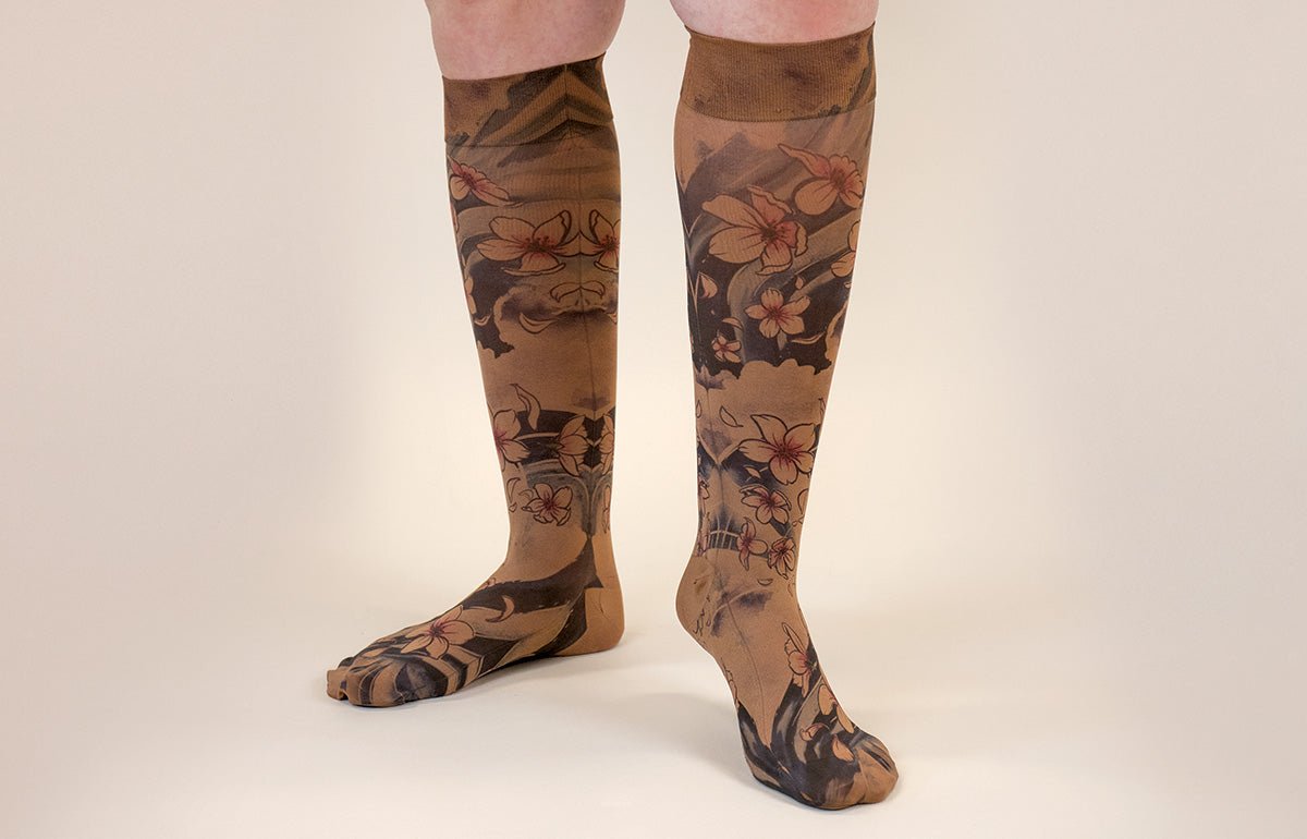 Sakura Mocha Gradient Compression Socks - LympheDIVAs
