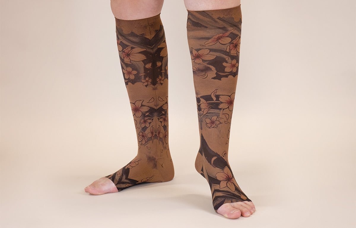 Sakura Mocha Gradient Compression Socks - LympheDIVAs