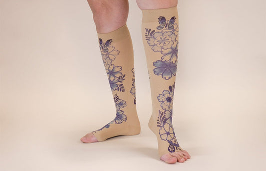 Serenity Beige LONG Gradient Compression Socks - LympheDIVAs