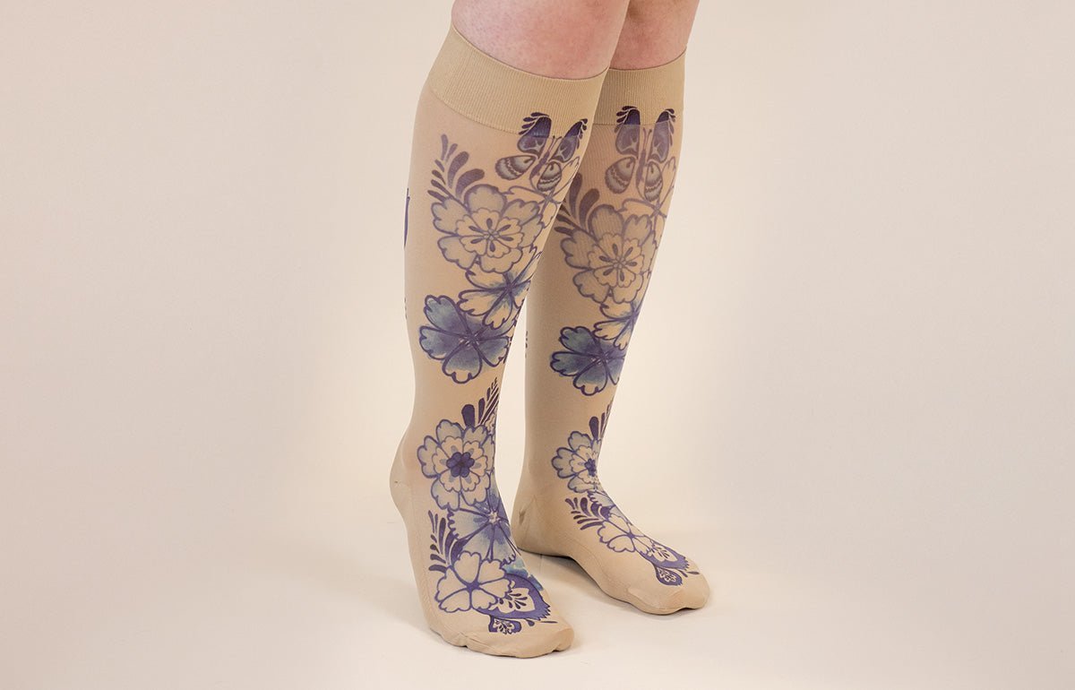 Serenity Beige LONG Gradient Compression Socks - LympheDIVAs