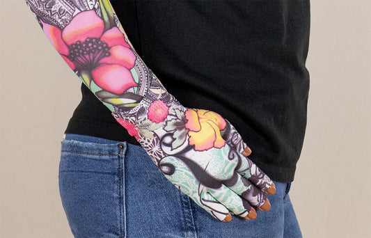 Tattoo Blossom Gradient Compression Glove - LympheDIVAs